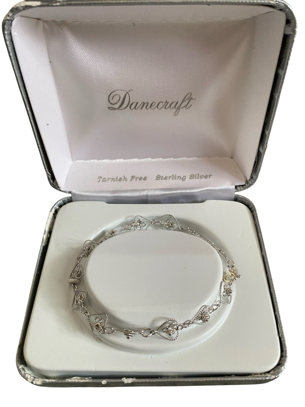 Danecraft vintage 925 Sterling Silver heart links bracelet